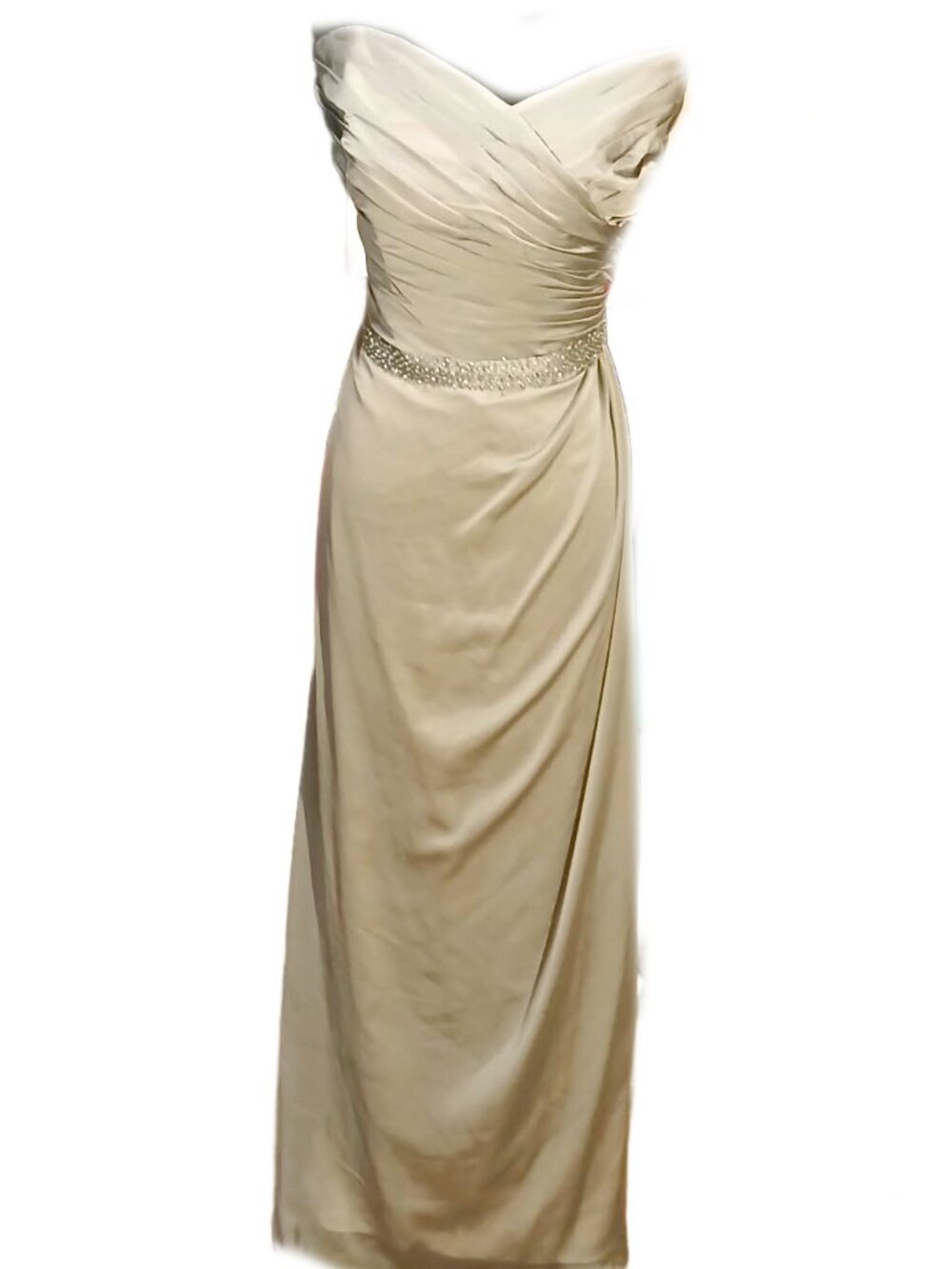 NWT Jade by Jasmine Silver Grey Strapless Chiffon Gown